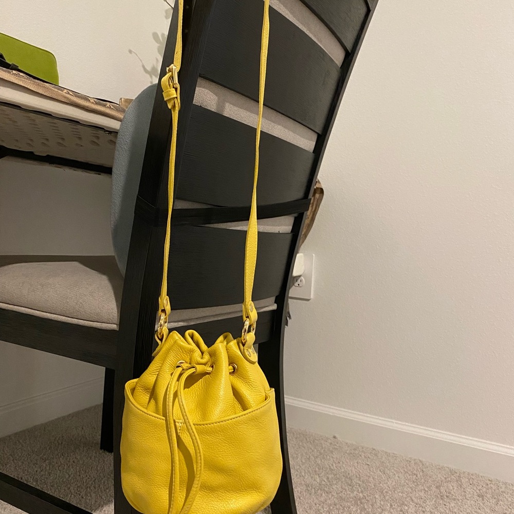 Yellow Pietro Alessandro Leather Drawstring Bag